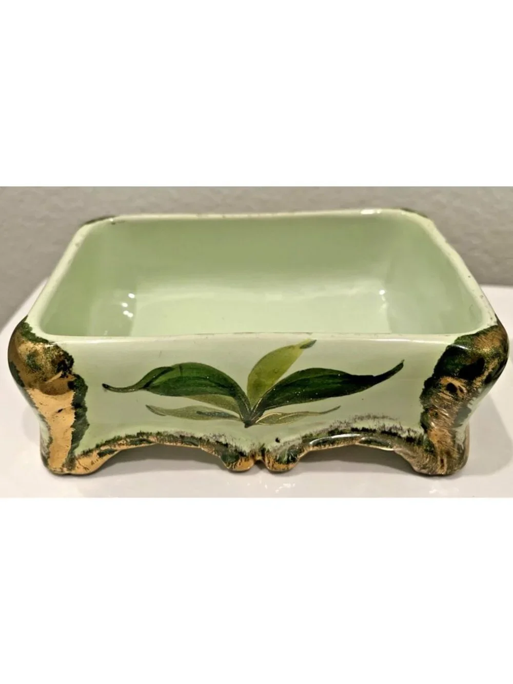 Vtg Italian Hand Painted Footed Porcelain Trinket Vanity Box Numbered Victorian